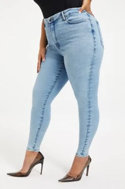 GOOD AMERICAN High Waisted GOOD LEGS NATURAL FRAY HEM | INDIGO151