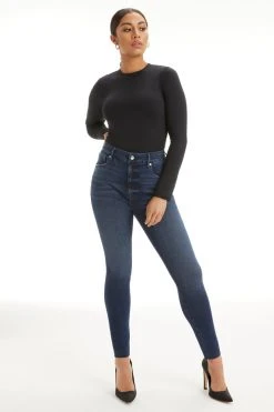 GOOD AMERICAN GOOD LEGS RAW HEM | BLUE660 High Waisted