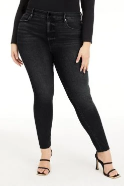 GOOD AMERICAN High Waisted GOOD LEGS RAW HEM | BLACK184