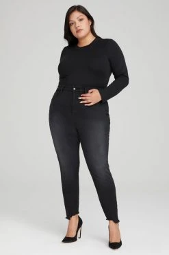 GOOD AMERICAN GOOD LEGS STEP HEM | BLACK069 High Waisted