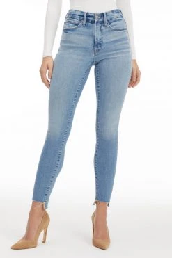 GOOD AMERICAN High Waisted GOOD LEGS RAW STEP HEM | BLUE663