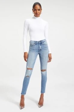 GOOD AMERICAN GOOD LEGS SHADOW POCKETS | INDIGO006 High Waisted