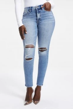 GOOD AMERICAN GOOD LEGS SHADOW POCKETS | INDIGO006 High Waisted