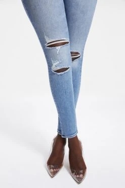 GOOD AMERICAN GOOD LEGS SHADOW POCKETS | INDIGO006 High Waisted