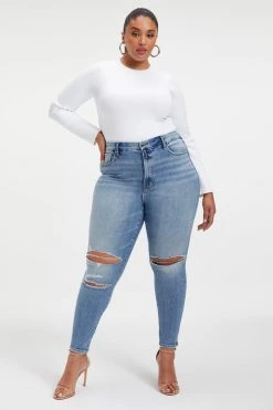 GOOD AMERICAN GOOD LEGS SHADOW POCKETS | INDIGO006 High Waisted