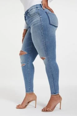 GOOD AMERICAN GOOD LEGS SHADOW POCKETS | INDIGO006 High Waisted