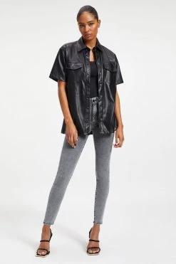 GOOD AMERICAN GOOD LEGS SHADOW POCKETS | BLACK260 High Waisted