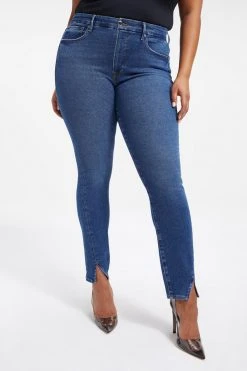 GOOD AMERICAN GOOD LEGS TWISTED SLIT | INDIGO004 High Waisted