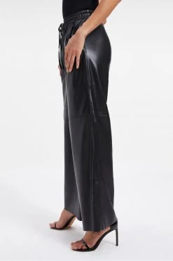 GOOD AMERICAN Leggings & Pants LEATHER WIDE LEG | BLACK001