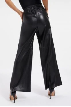 GOOD AMERICAN Leggings & Pants LEATHER WIDE LEG | BLACK001