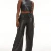 GOOD AMERICAN Leggings & Pants LEATHER WIDE LEG | BLACK001