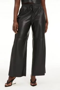 GOOD AMERICAN Leggings & Pants LEATHER WIDE LEG | BLACK001