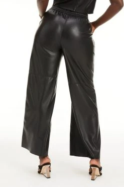 GOOD AMERICAN Leggings & Pants LEATHER WIDE LEG | BLACK001