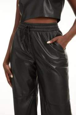 GOOD AMERICAN Leggings & Pants LEATHER WIDE LEG | BLACK001