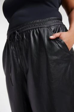 GOOD AMERICAN Leggings & Pants LEATHER WIDE LEG | BLACK001