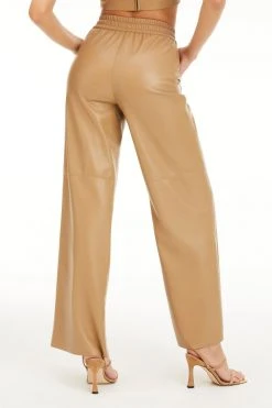 GOOD AMERICAN LEATHER WIDE LEG | WARM CARMEL003 Leggings & Pants