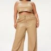 GOOD AMERICAN LEATHER WIDE LEG | WARM CARMEL003 Leggings & Pants