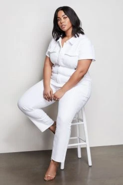 GOOD AMERICAN Jumpsuits FIT FOR SUCCESS JUMPSUIT WITH TABS| WHITE001