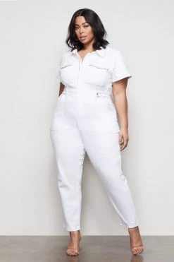 GOOD AMERICAN Jumpsuits FIT FOR SUCCESS JUMPSUIT WITH TABS| WHITE001