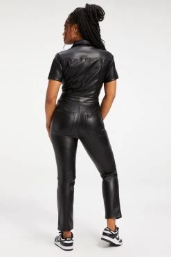 GOOD AMERICAN Jumpsuits BETTER THAN LEATHER FIT FOR SUCCESS JUMPSUIT | BLACK001