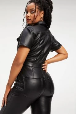GOOD AMERICAN Jumpsuits BETTER THAN LEATHER FIT FOR SUCCESS JUMPSUIT | BLACK001