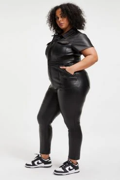GOOD AMERICAN Jumpsuits BETTER THAN LEATHER FIT FOR SUCCESS JUMPSUIT | BLACK001