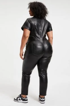 GOOD AMERICAN Jumpsuits BETTER THAN LEATHER FIT FOR SUCCESS JUMPSUIT | BLACK001