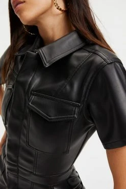 GOOD AMERICAN Jumpsuits BETTER THAN LEATHER FIT FOR SUCCESS JUMPSUIT | BLACK001