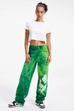 GOOD AMERICAN GOOD '90S | SUMMER GREEN TIE DYE002 High Waisted