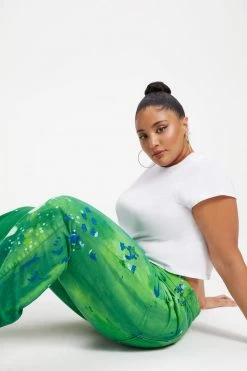 GOOD AMERICAN GOOD '90S | SUMMER GREEN TIE DYE002 High Waisted