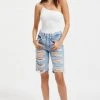 GOOD AMERICAN GOOD '90S BERMUDA EXTREME RIPS | INDIGO296 High Waisted