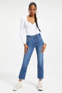 GOOD AMERICAN GOOD ICON CROPPED | INDIGO067