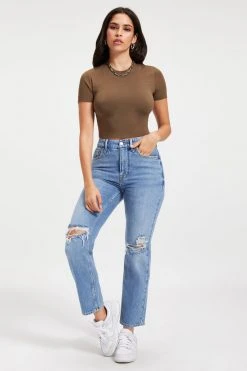 GOOD AMERICAN GOOD ICON CROPPED | INDIGO068