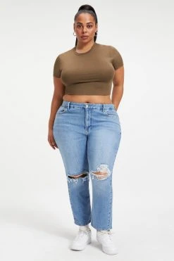 GOOD AMERICAN GOOD ICON CROPPED | INDIGO068