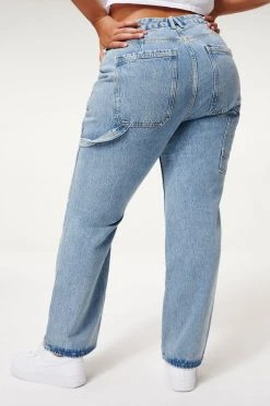 GOOD AMERICAN High Waisted GOOD '90S CARPENTER | BLUE938