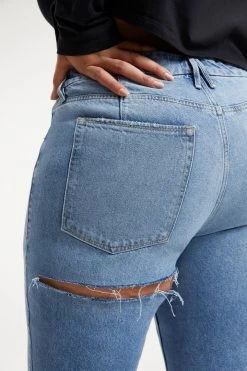 GOOD AMERICAN GOOD ICON WITH BUTT RIP | INDIGO159