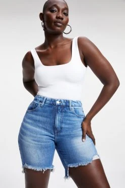 GOOD AMERICAN High Waisted GOOD ICON SHORT | INDIGO072