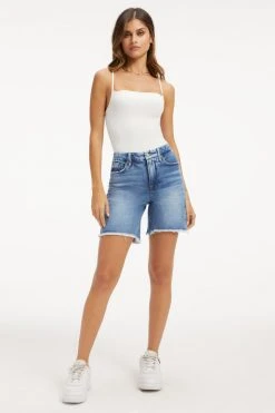 GOOD AMERICAN High Waisted GOOD ICON SHORT | INDIGO073