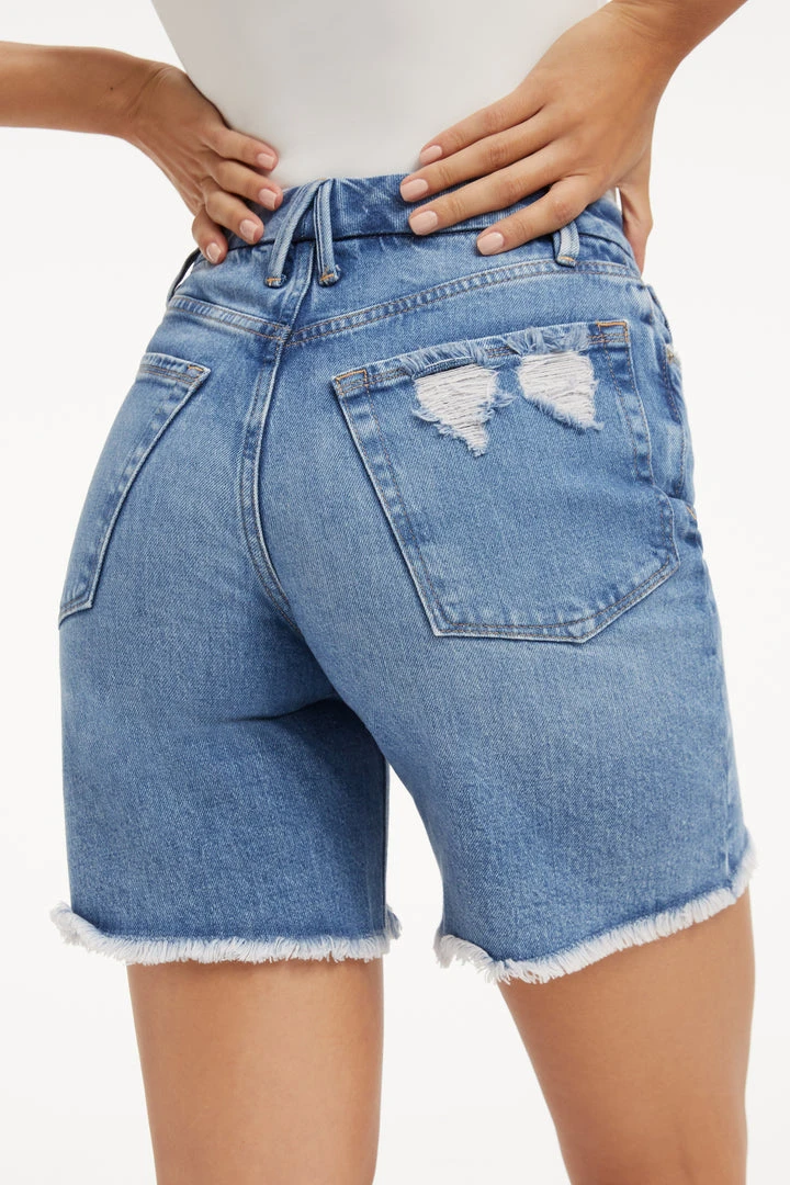 Hot Sale ⌛ GOOD AMERICAN High Waisted GOOD ICON SHORT | INDIGO073 ✨ 6 GOOD AMERICAN High Waisted GOOD ICON SHORT | INDIGO073