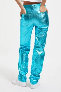 GOOD AMERICAN Pants GOOD ICON METALLIC | BLUE METALLIC003