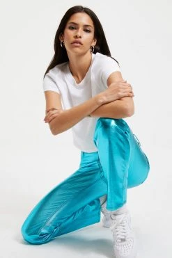 GOOD AMERICAN Pants GOOD ICON METALLIC | BLUE METALLIC003