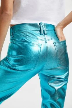 GOOD AMERICAN Pants GOOD ICON METALLIC | BLUE METALLIC003