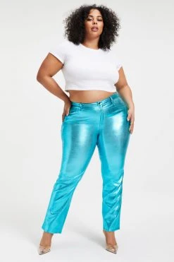 GOOD AMERICAN Pants GOOD ICON METALLIC | BLUE METALLIC003