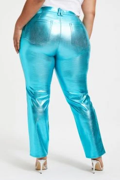 GOOD AMERICAN Pants GOOD ICON METALLIC | BLUE METALLIC003