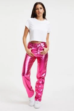 Best Sale ❤️ GOOD AMERICAN GOOD ICON METALLIC | PINK METALLIC002 Pants 🛒 24 GOOD AMERICAN GOOD ICON METALLIC | PINK METALLIC002 Pants