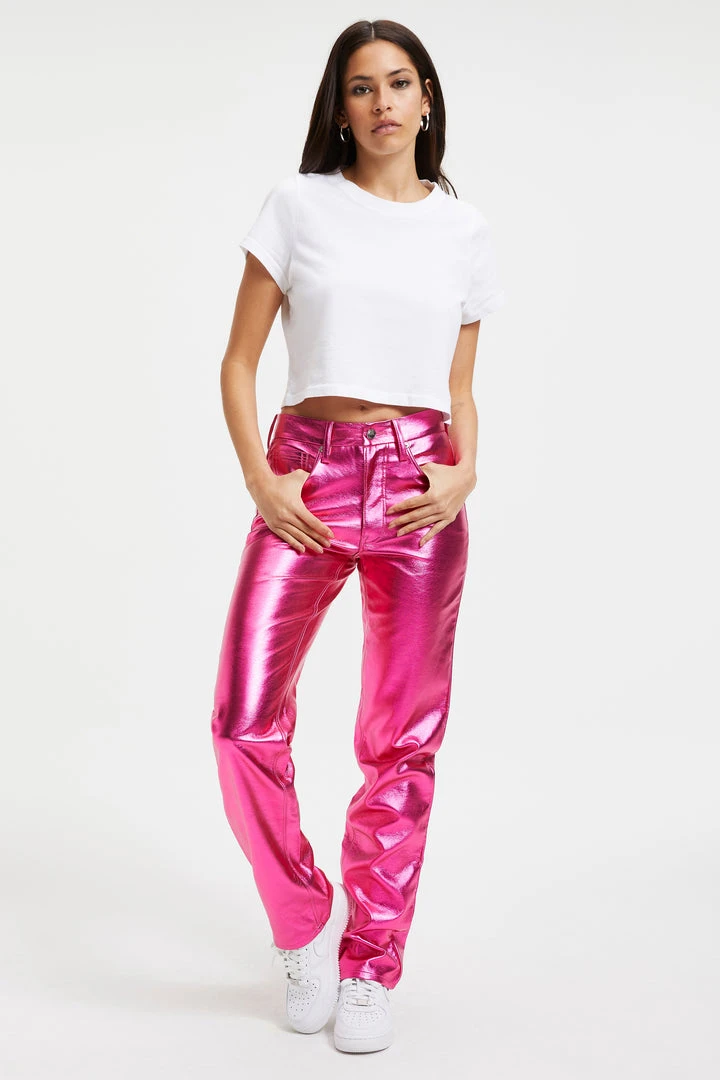 Best Sale ❤️ GOOD AMERICAN GOOD ICON METALLIC | PINK METALLIC002 Pants 🛒 7 GOOD AMERICAN GOOD ICON METALLIC | PINK METALLIC002 Pants