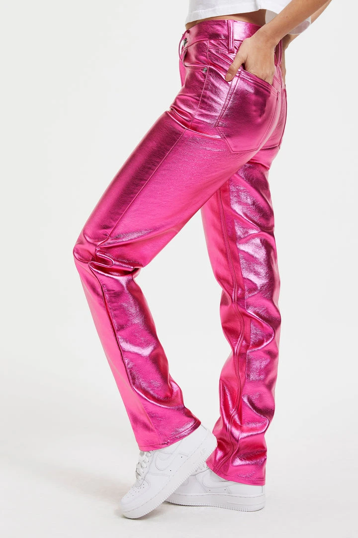 Best Sale ❤️ GOOD AMERICAN GOOD ICON METALLIC | PINK METALLIC002 Pants 🛒 10 GOOD AMERICAN GOOD ICON METALLIC | PINK METALLIC002 Pants