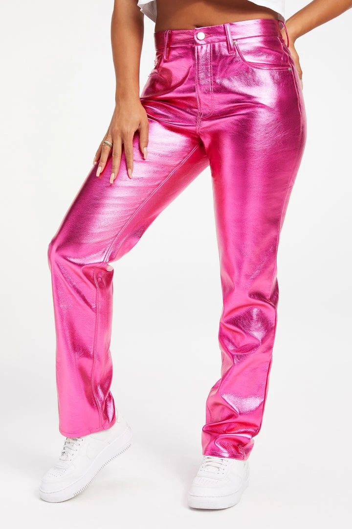 Best Sale ❤️ GOOD AMERICAN GOOD ICON METALLIC | PINK METALLIC002 Pants 🛒 2 GOOD AMERICAN GOOD ICON METALLIC | PINK METALLIC002 Pants