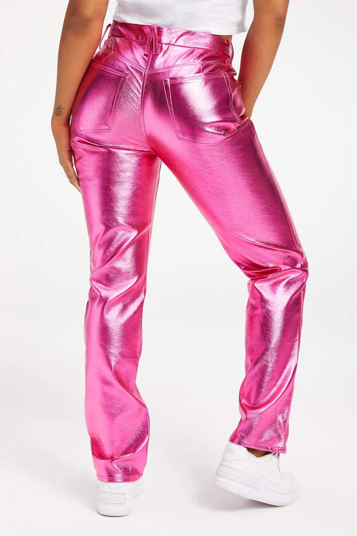 Best Sale ❤️ GOOD AMERICAN GOOD ICON METALLIC | PINK METALLIC002 Pants 🛒 4 GOOD AMERICAN GOOD ICON METALLIC | PINK METALLIC002 Pants