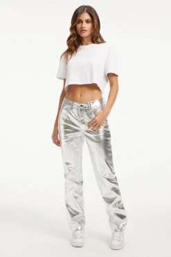 GOOD AMERICAN Pants GOOD ICON METALLIC | SILVER METALLIC005